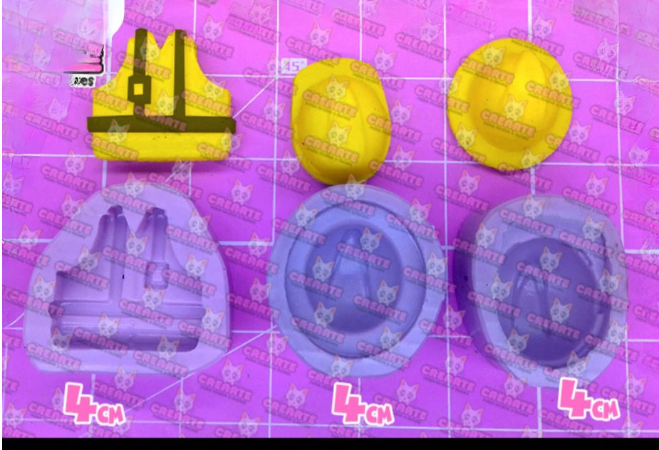 Construction Vest and Hard Hat Silicone Mould for Chocolate and Fondant – Perfect for Cake and Cupcake Decorations